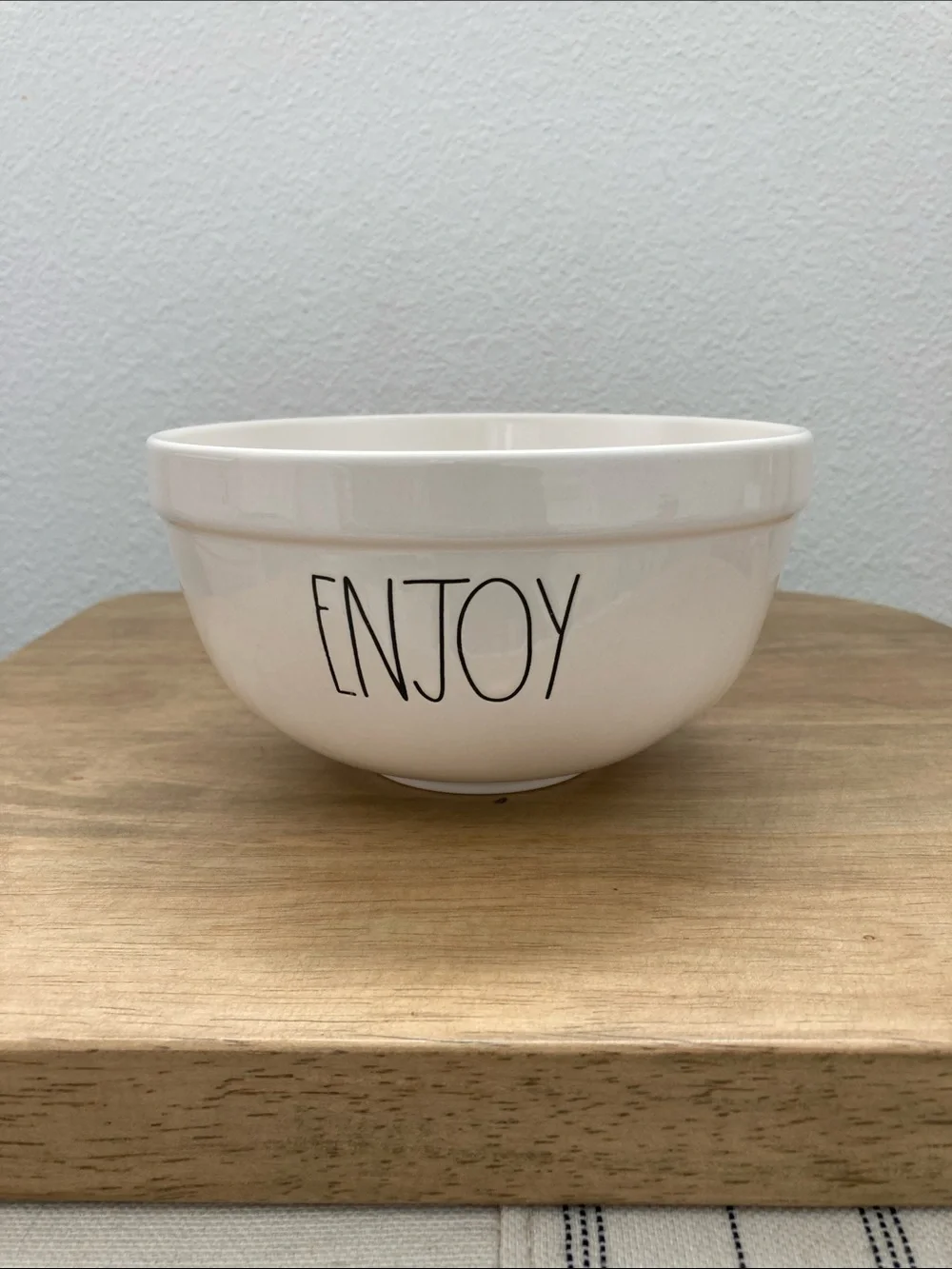 SALE! 50% Off NWOT RAR DUNN White Ceramic Bowls CRUNCH BAKE ENJOY set of 3